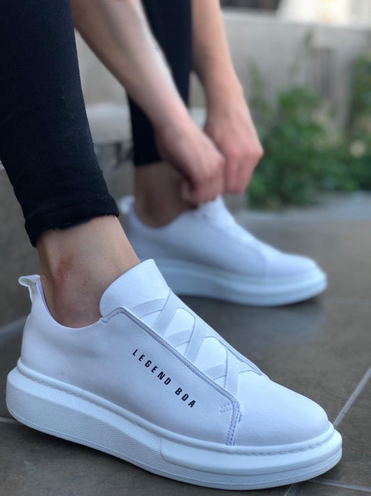 Sneakers Homme en Cuir Blanc avec Semelle Confort Pour Homme