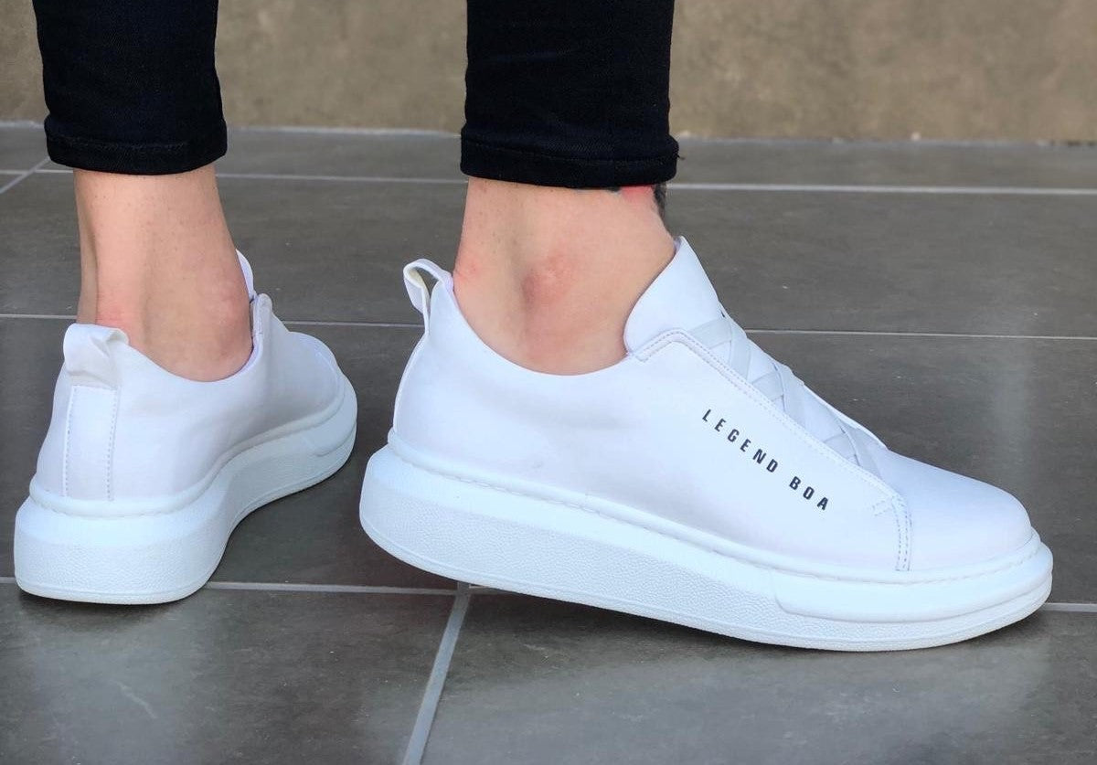 Sneakers Homme en Cuir Blanc avec Semelle Confort Pour Homme