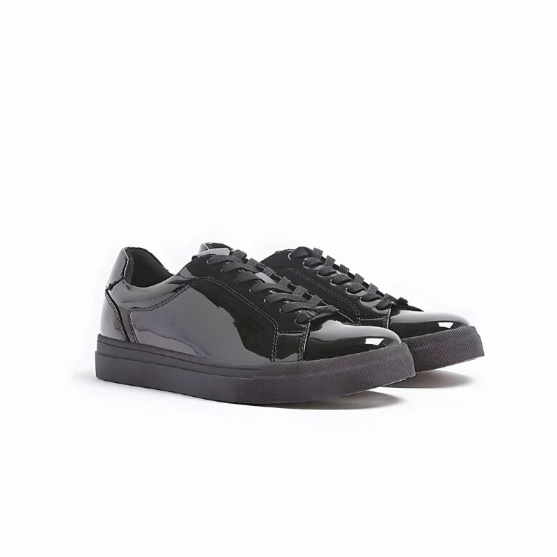 Chaussures Noires En Cuir Véritable avec Semelle Antidérapante Pour Hommes