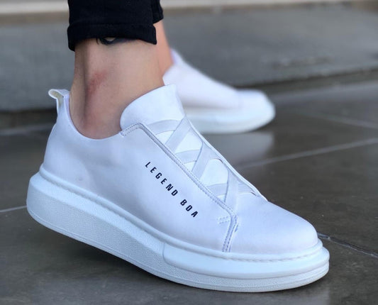 Sneakers Homme en Cuir Blanc avec Semelle Confort Pour Homme