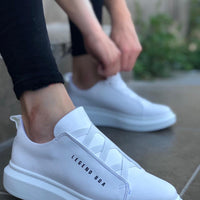 Sneakers Homme en Cuir Blanc avec Semelle Confort Pour Homme