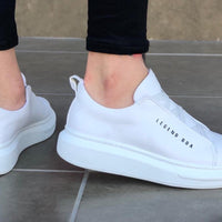Sneakers Homme en Cuir Blanc avec Semelle Confort Pour Homme